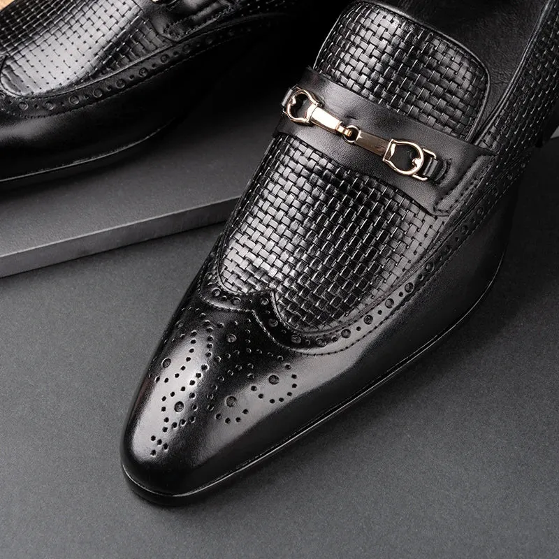 Fashion Business Casual Genuine Leather Shoes – Handmade Party Wedding Wear, Men Office Dress Shoe, Big Size, Black Loafers