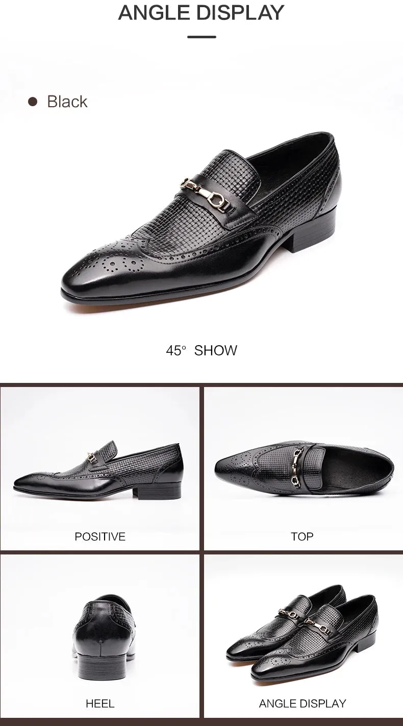 Fashion Business Casual Genuine Leather Shoes – Handmade Party Wedding Wear, Men Office Dress Shoe, Big Size, Black Loafers