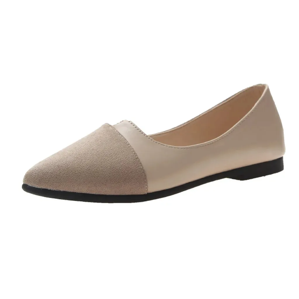 Fashion Splice Mule Flats - Pointed Toe Ballerina Ballet Flats, Casual Slip-On Shoes for Women, Loafers Zapatos