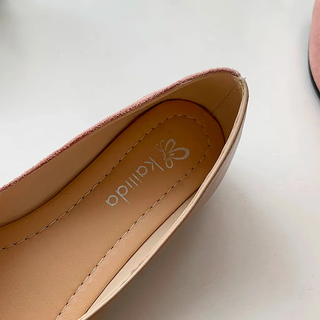 Fashion Splice Mule Flats - Pointed Toe Ballerina Ballet Flats, Casual Slip-On Shoes for Women, Loafers Zapatos