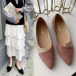 Fashion Splice Mule Flats - Pointed Toe Ballerina Ballet Flats, Casual Slip-On Shoes for Women, Loafers Zapatos