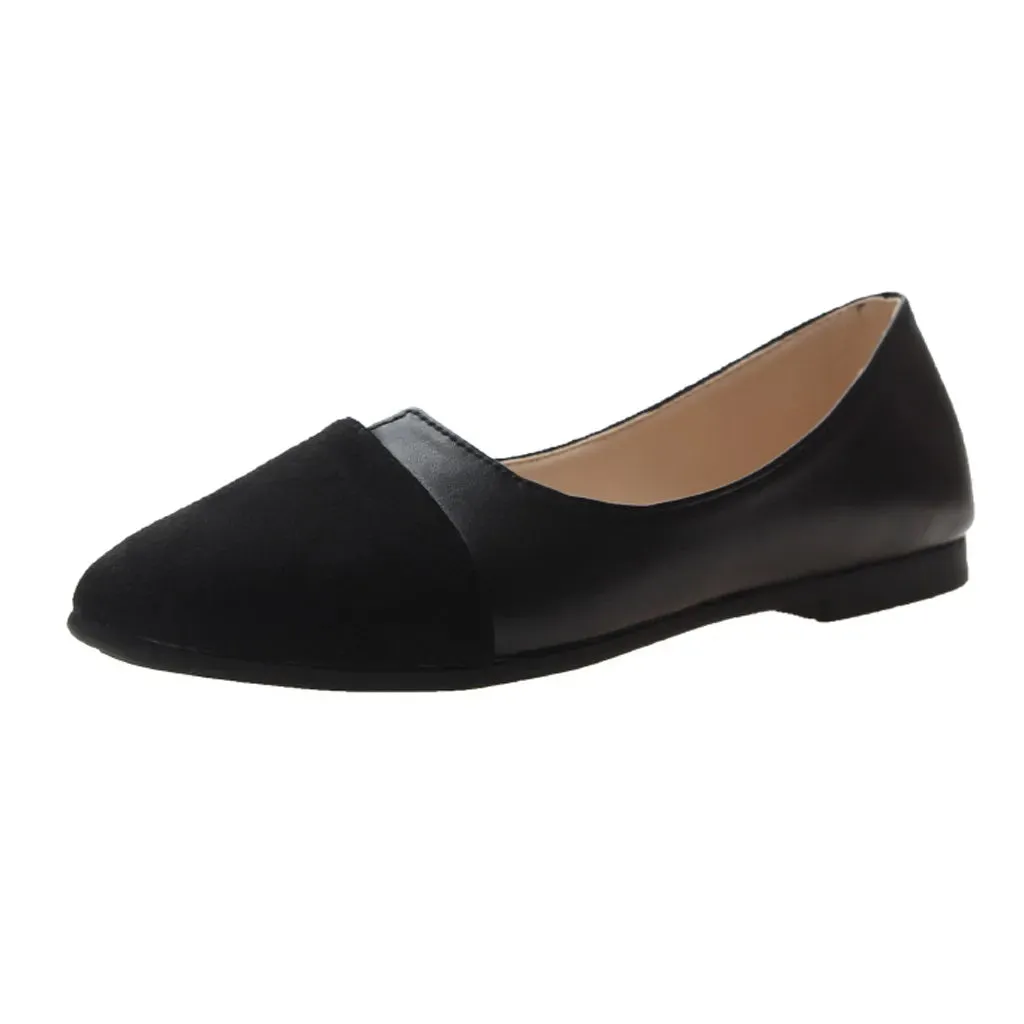 Fashion Splice Mule Flats - Pointed Toe Ballerina Ballet Flats, Casual Slip-On Shoes for Women, Loafers Zapatos
