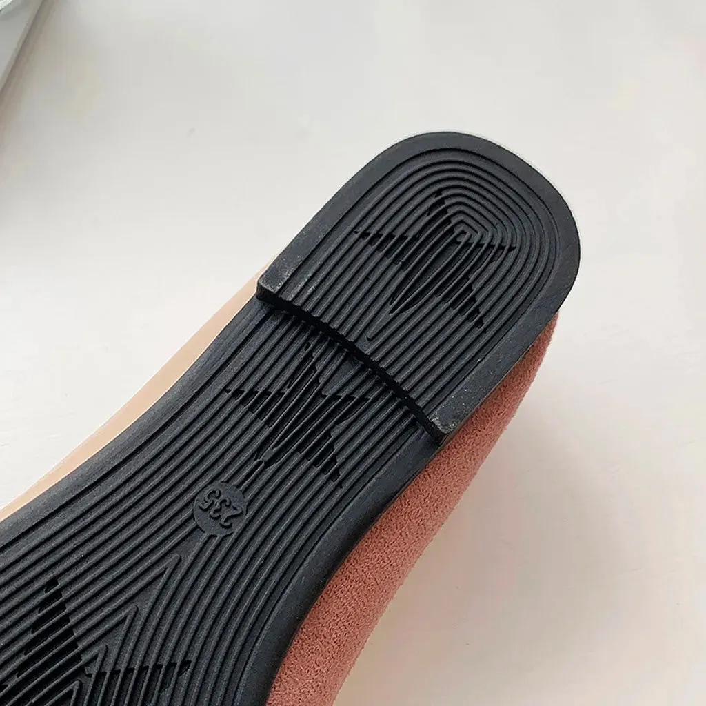 Fashion Splice Mule Flats - Pointed Toe Ballerina Ballet Flats, Casual Slip-On Shoes for Women, Loafers Zapatos
