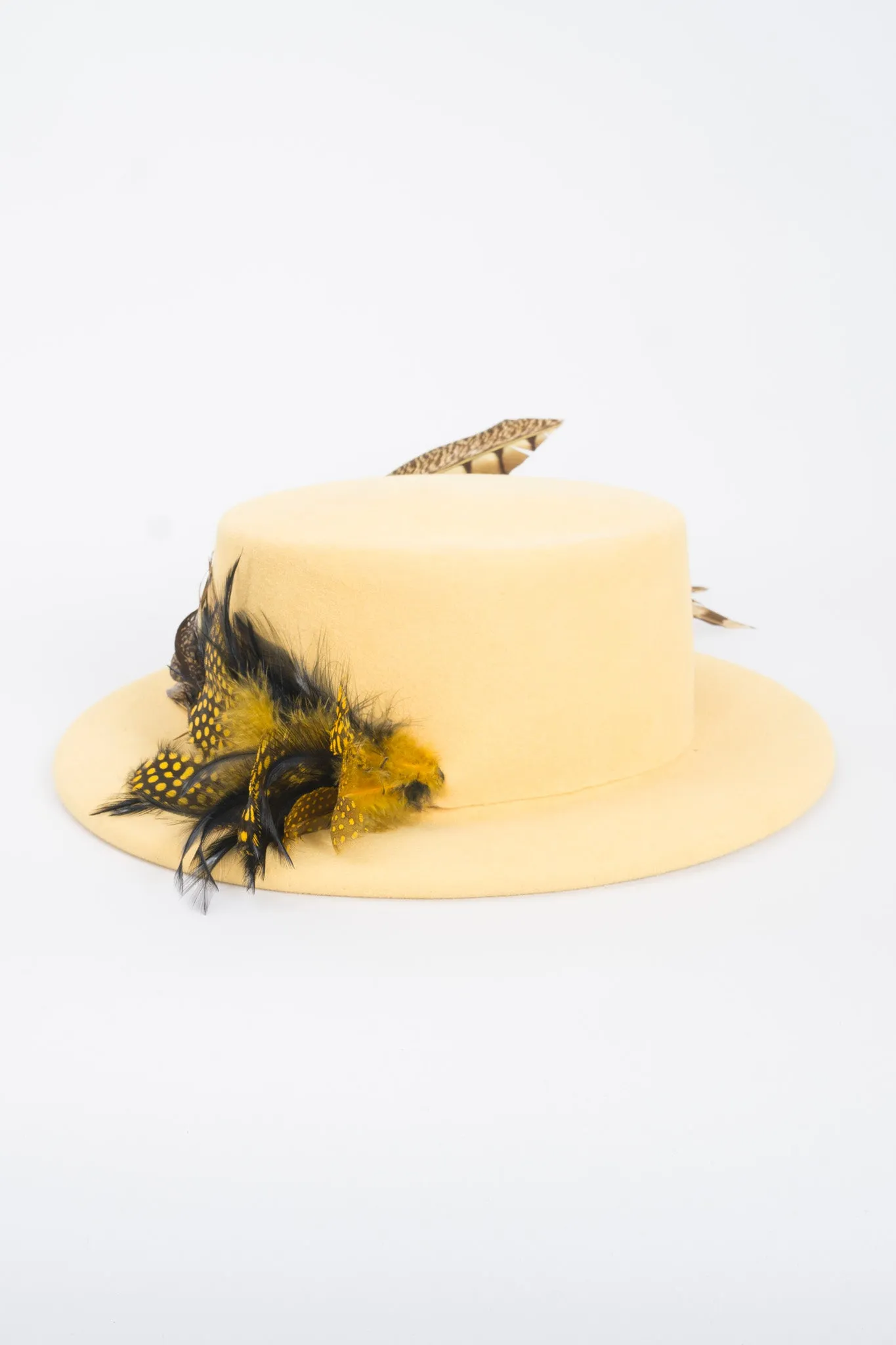 Feather Felt Boater Hat