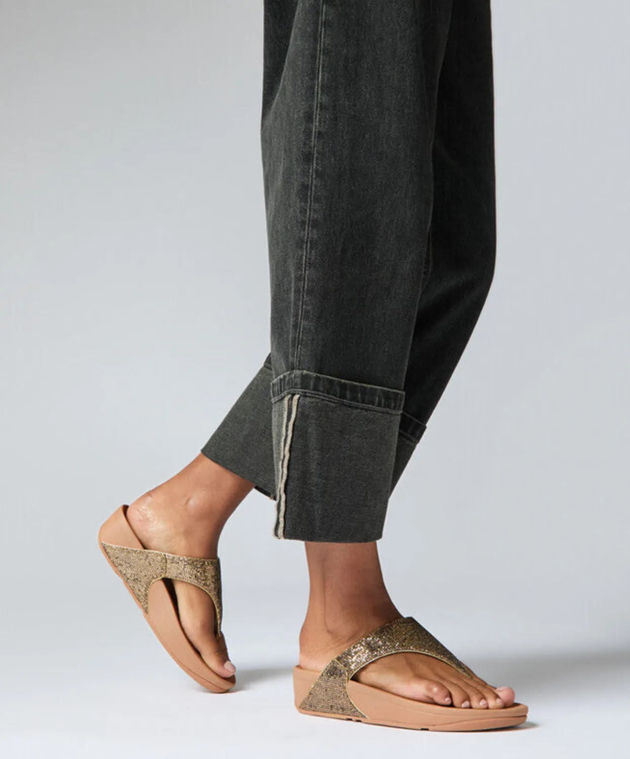 Fitflop Lulu Glitterball Toe Post Gold