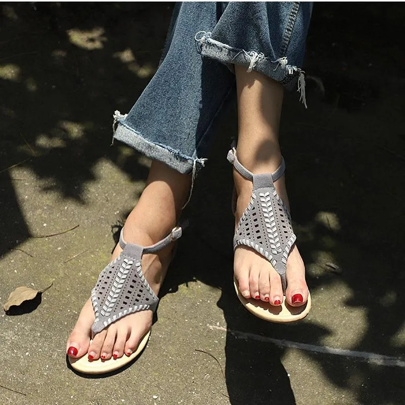 Flat Shoes Cut Outs Flip Flops Casual Beach Sandal