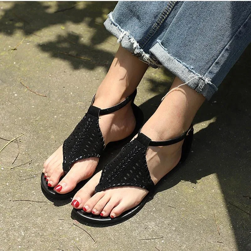 Flat Shoes Cut Outs Flip Flops Casual Beach Sandal