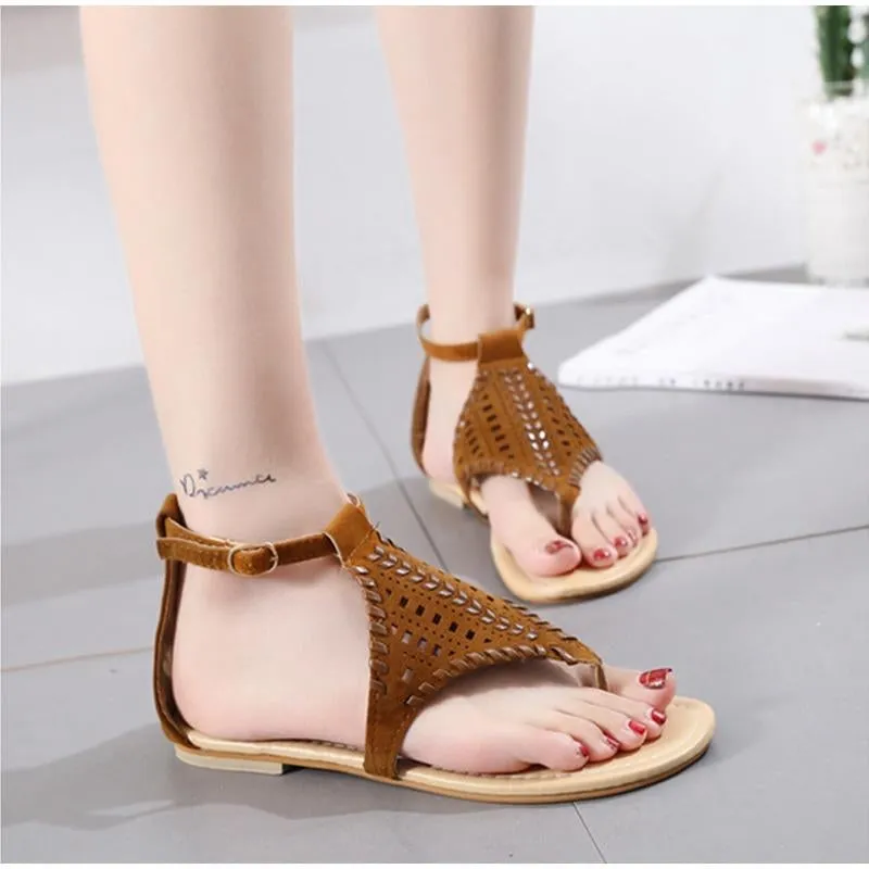 Flat Shoes Cut Outs Flip Flops Casual Beach Sandal