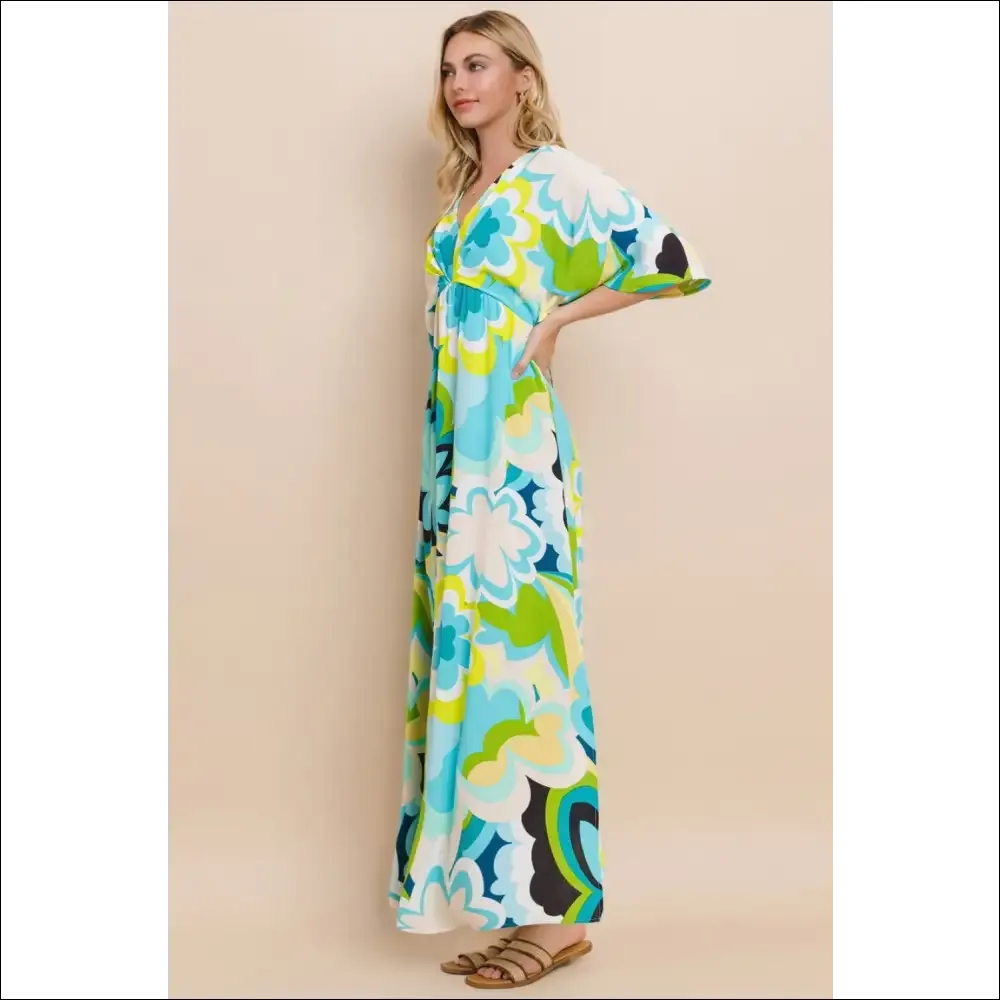 Floral Printed Slit Maxi Dress - Summer Elegance