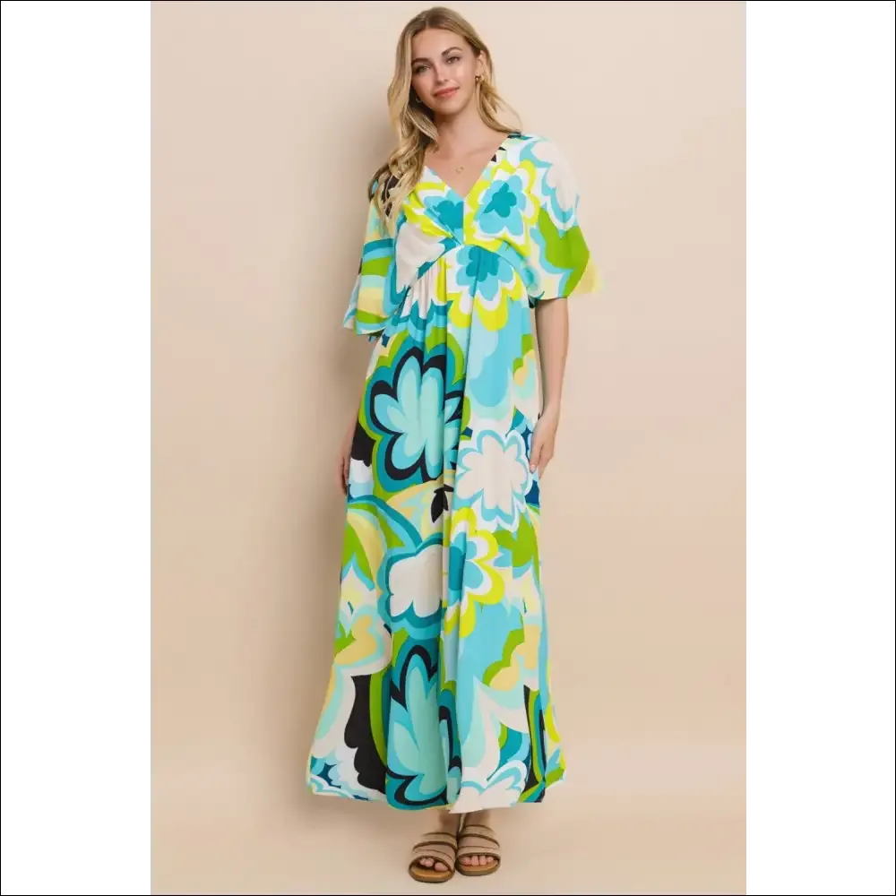 Floral Printed Slit Maxi Dress - Summer Elegance