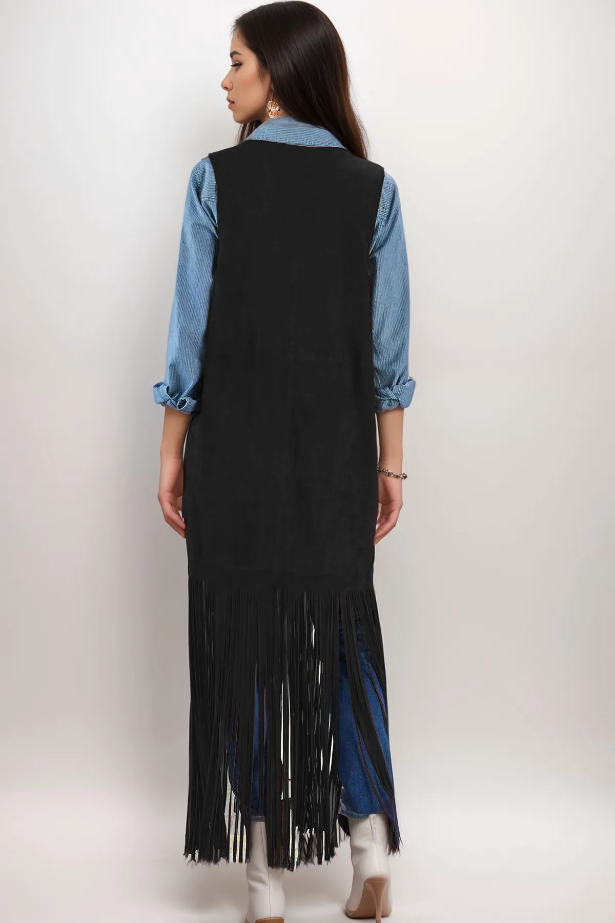 Fringe Vest | Brown Faux Suede | Western-Inspired Statement Layer