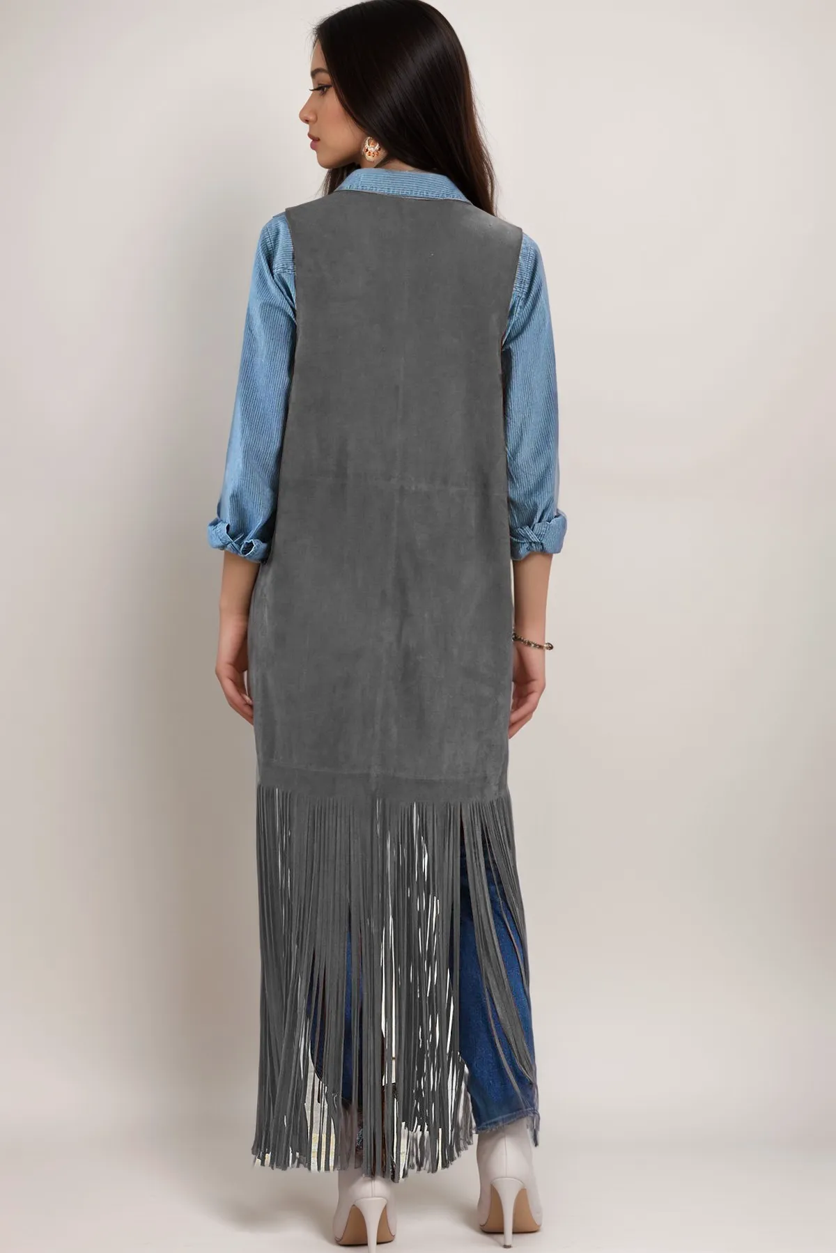 Fringe Vest | Brown Faux Suede | Western-Inspired Statement Layer