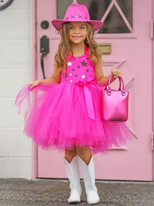 Girls Pink Cowboy Barbiecore Tutu Costume Dress