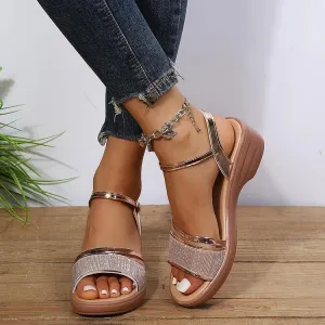 Glitter & Metallic Sandals | Low Heel | Elegant & Comfortable
