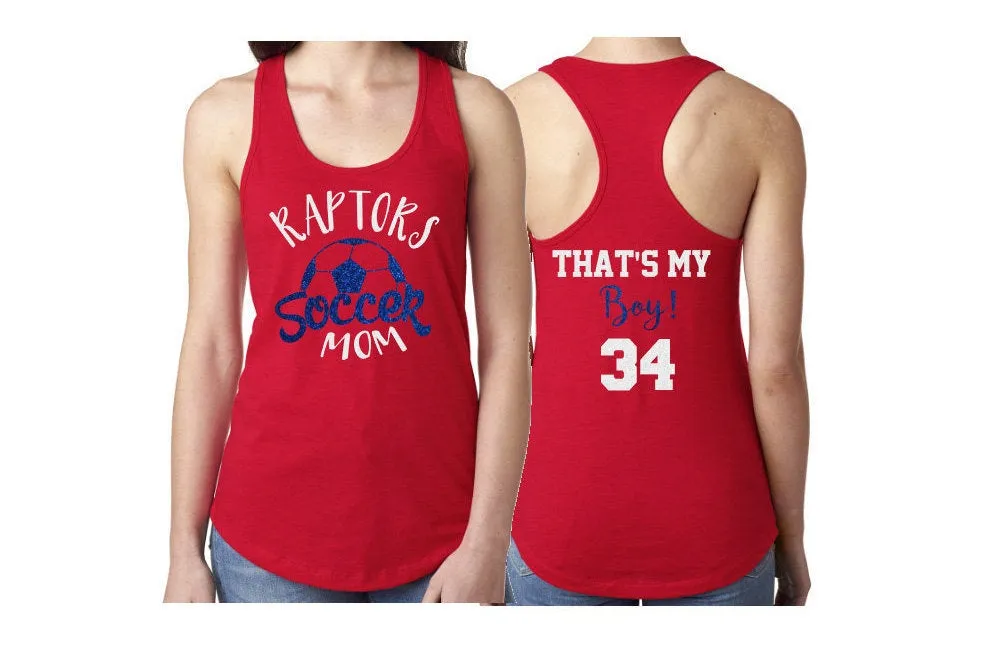 Glitter Soccer Mom Tank | Socce Tank Top | Racer Back Tank Top | Soccer Tank | Customize Your Colors