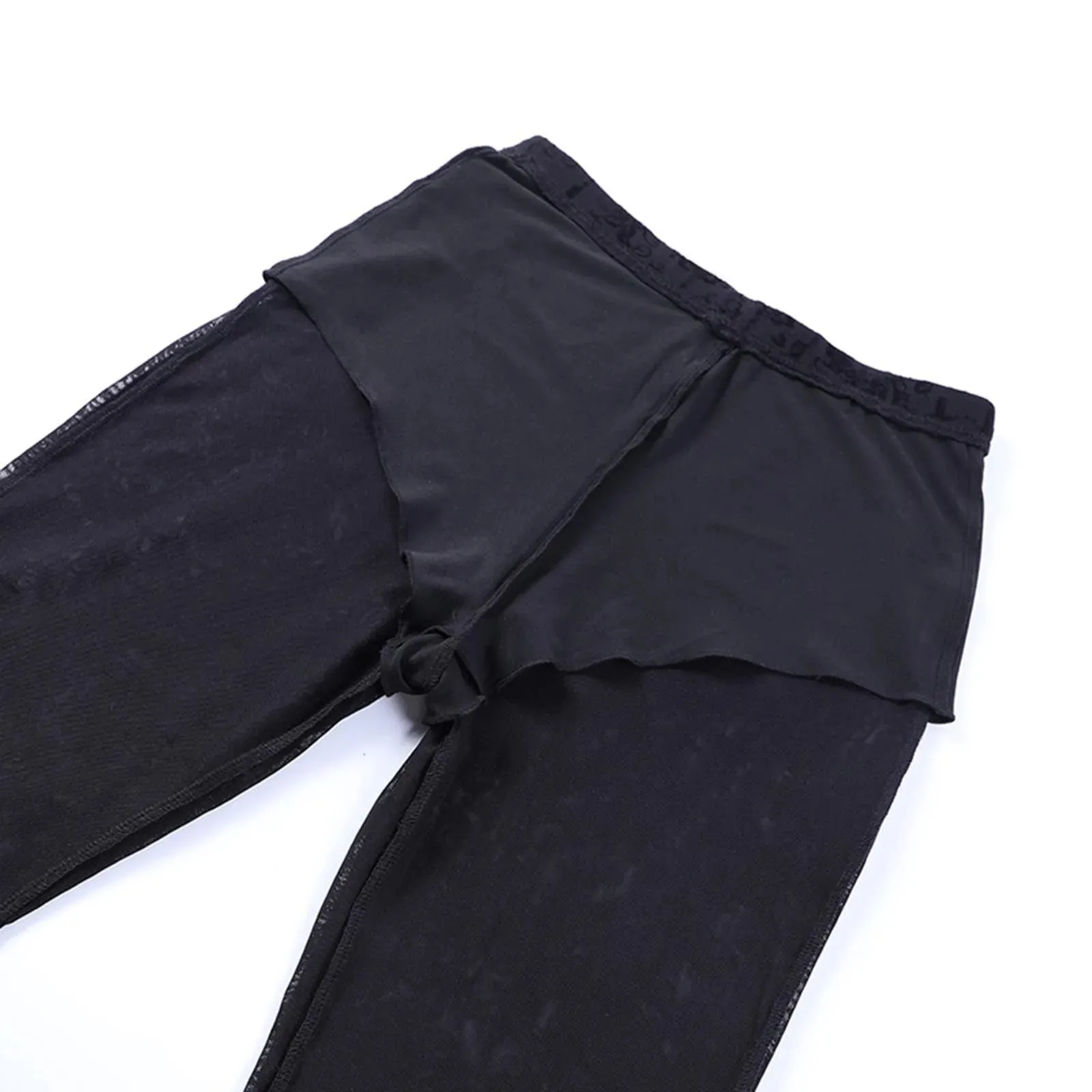 Gothic Lace Flare High Waist Pants - Dark Elegance Meets Edgy Style