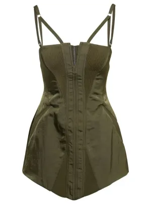 Green Fine Fork Mini Dress