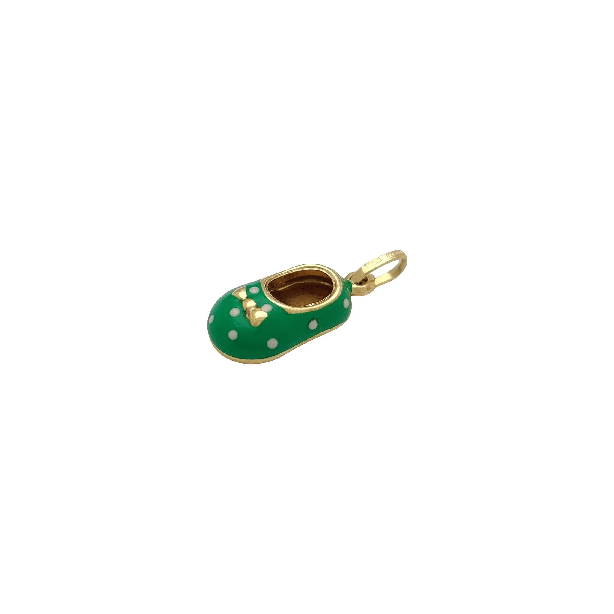 Green-White Baby Shoe Pendant (14K)