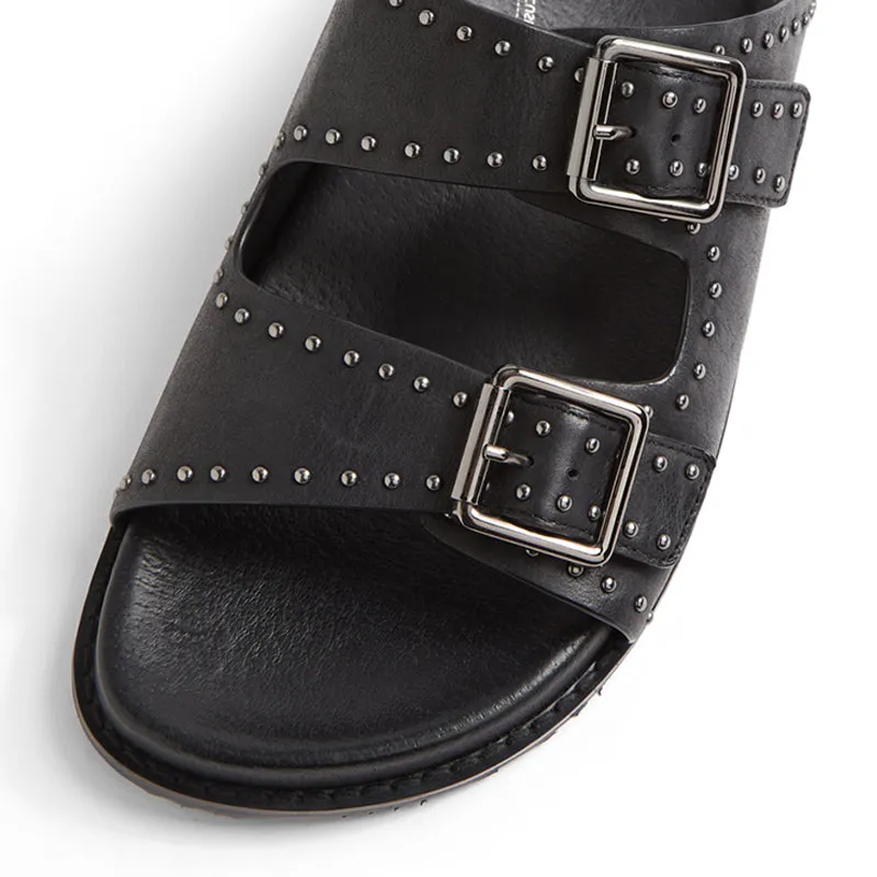 HAVRO W - BLACK LEATHER GUNMETAL