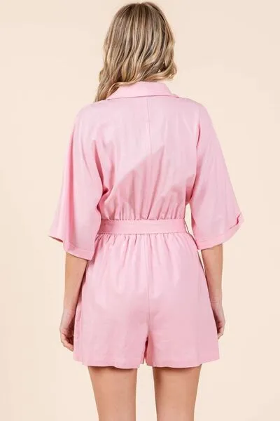 Hazel Blues® |  Mittoshop Tie Waist Half Sleeve Romper
