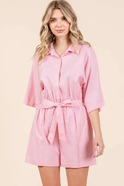 Hazel Blues® |  Mittoshop Tie Waist Half Sleeve Romper