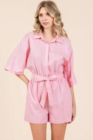 Hazel Blues® |  Mittoshop Tie Waist Half Sleeve Romper