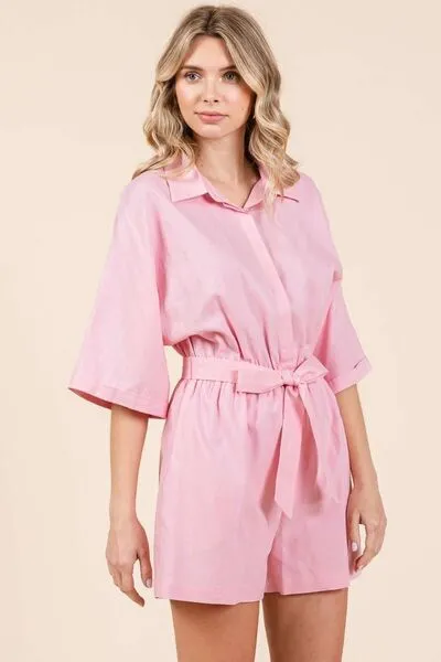 Hazel Blues® |  Mittoshop Tie Waist Half Sleeve Romper