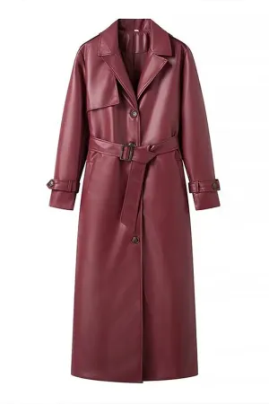 HCS1193 Oversized Leather Trench Coat Outerwear