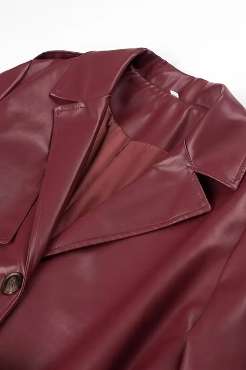 HCS1193 Oversized Leather Trench Coat Outerwear