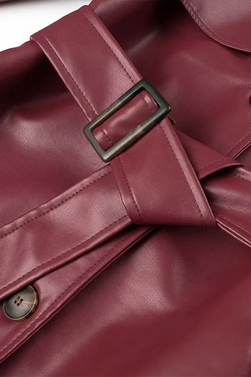 HCS1193 Oversized Leather Trench Coat Outerwear