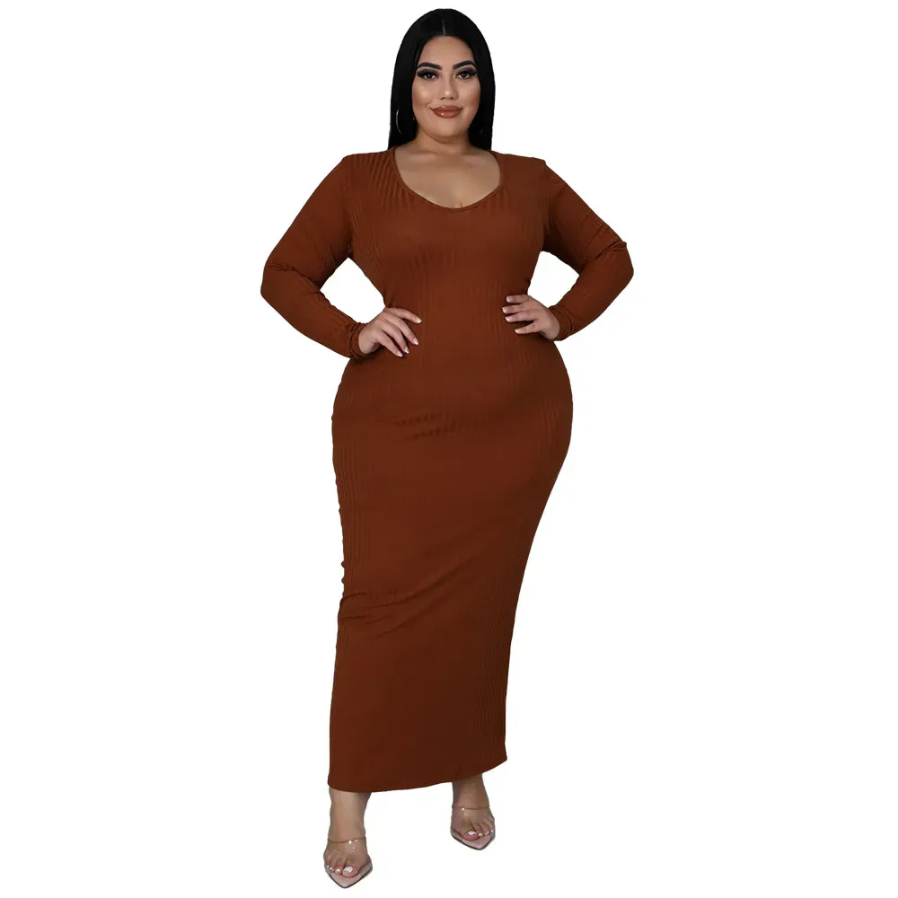 Helena Ribbed Tie-Back Long Sleeve Bodycon Maxi Dress