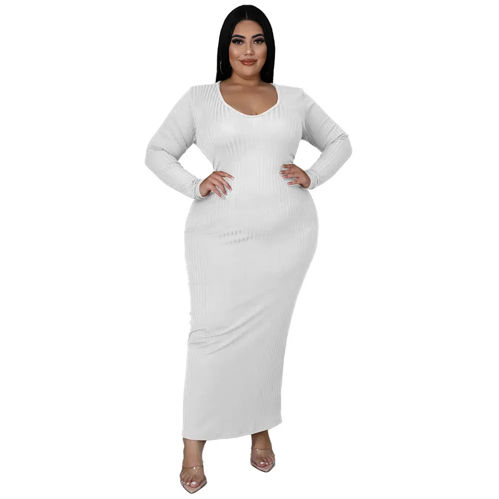 Helena Ribbed Tie-Back Long Sleeve Bodycon Maxi Dress