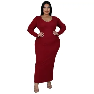 Helena Ribbed Tie-Back Long Sleeve Bodycon Maxi Dress