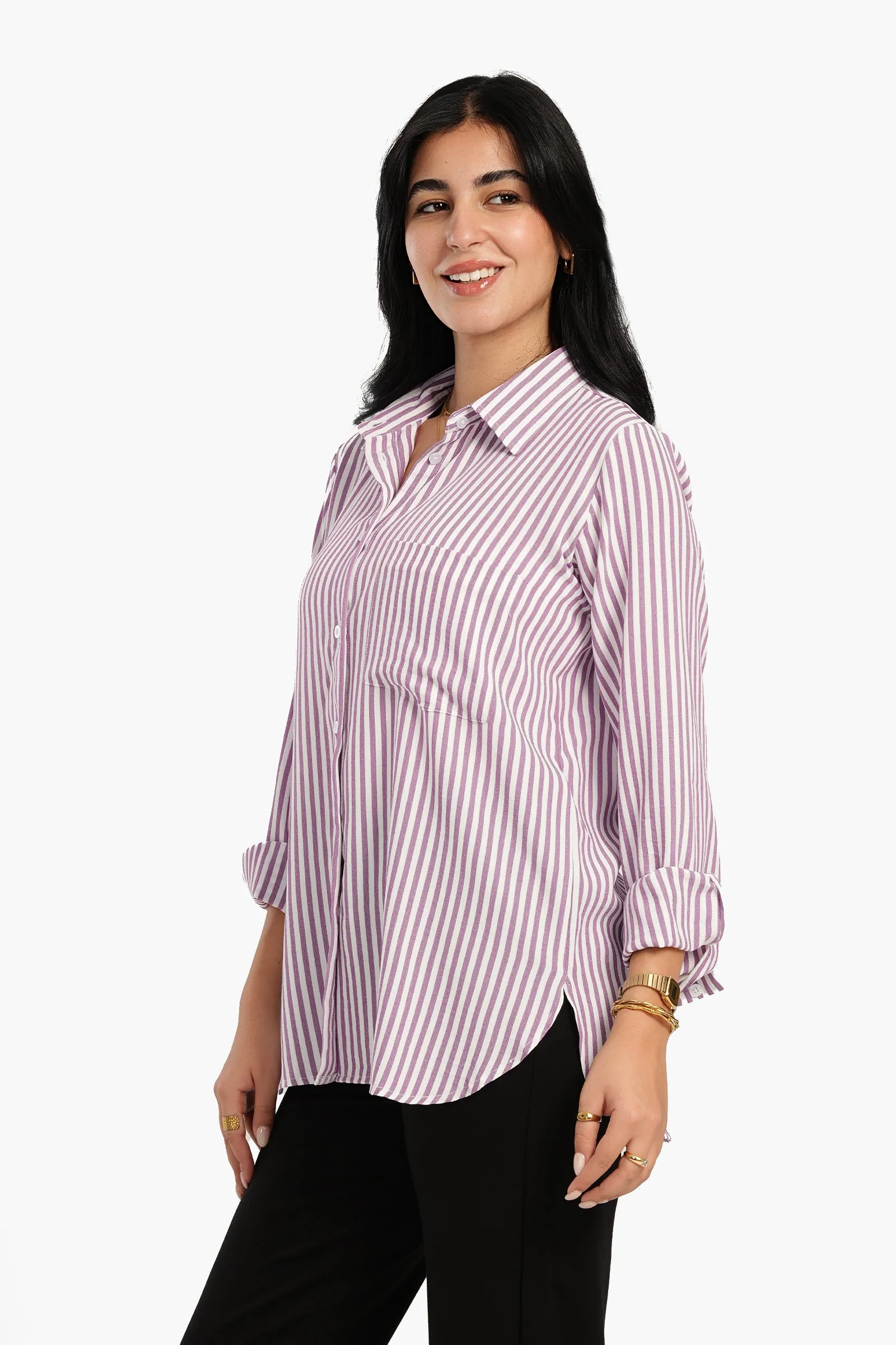 High Low Striped Shirt