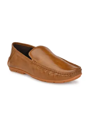 Hitz Men's Tan Synthetic Slip-On Loafer Shoes