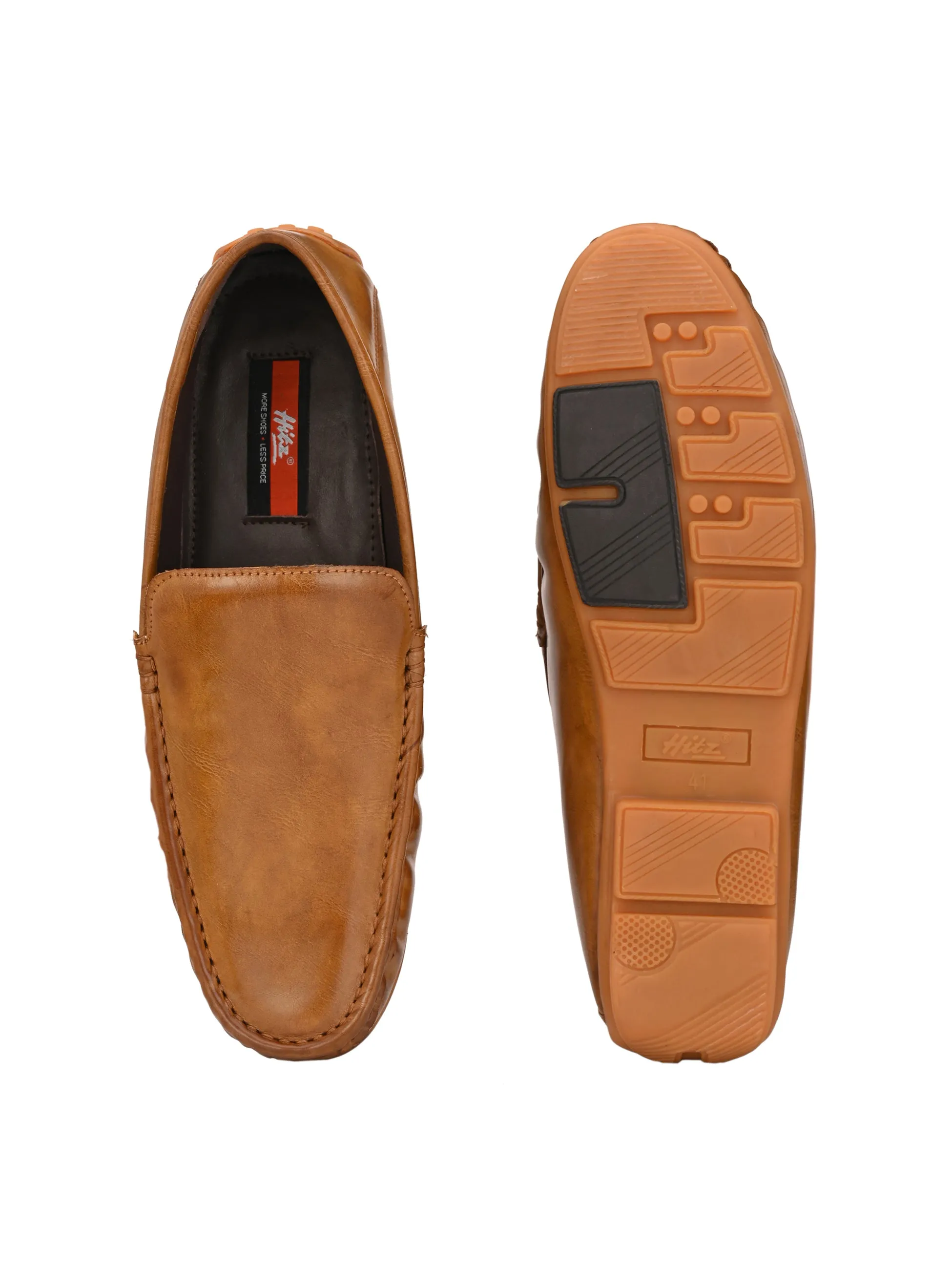 Hitz Men's Tan Synthetic Slip-On Loafer Shoes