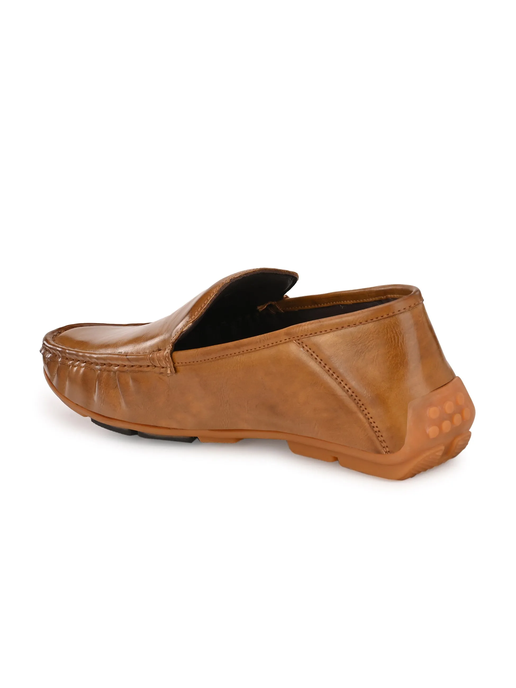 Hitz Men's Tan Synthetic Slip-On Loafer Shoes