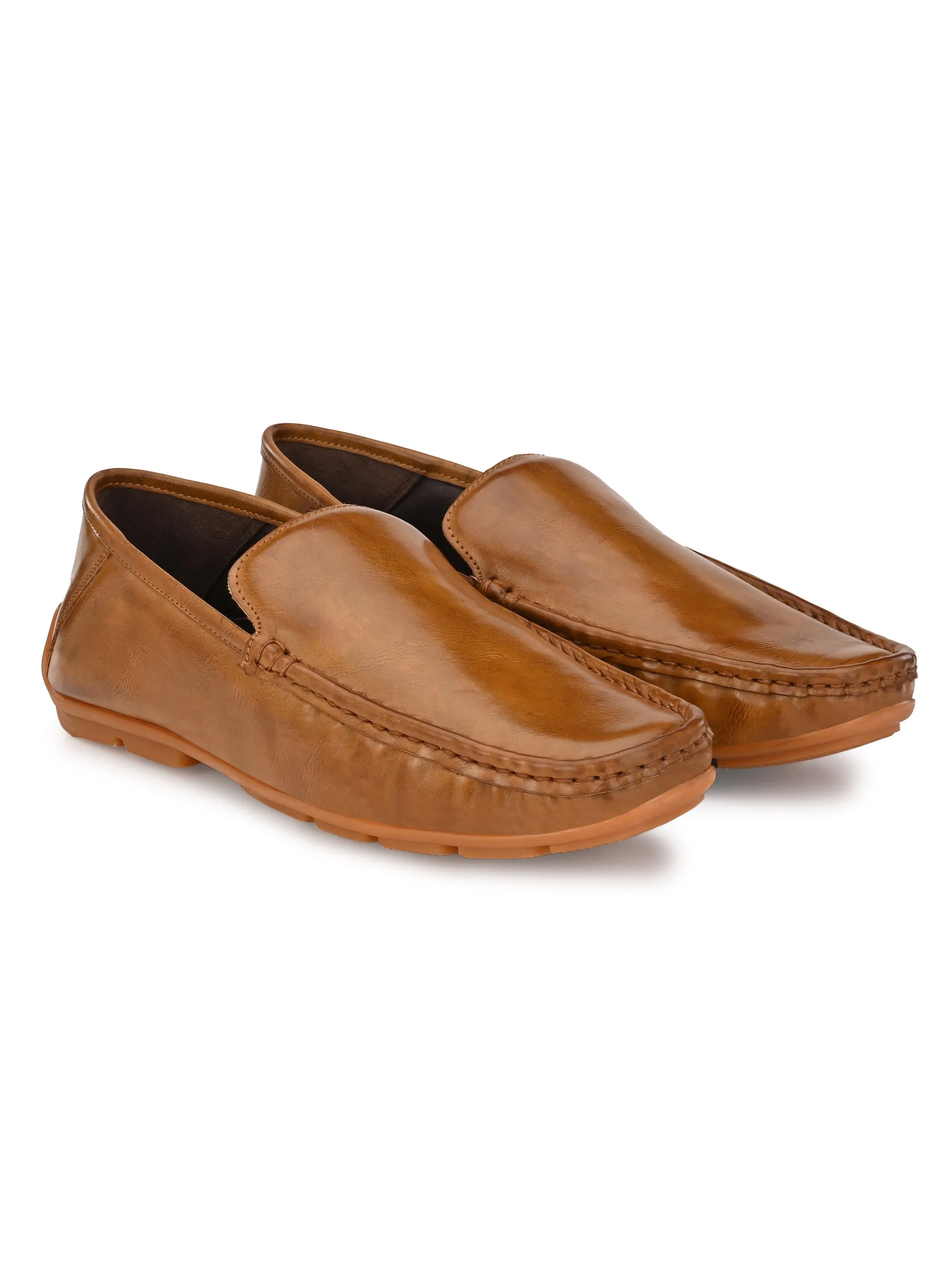 Hitz Men's Tan Synthetic Slip-On Loafer Shoes