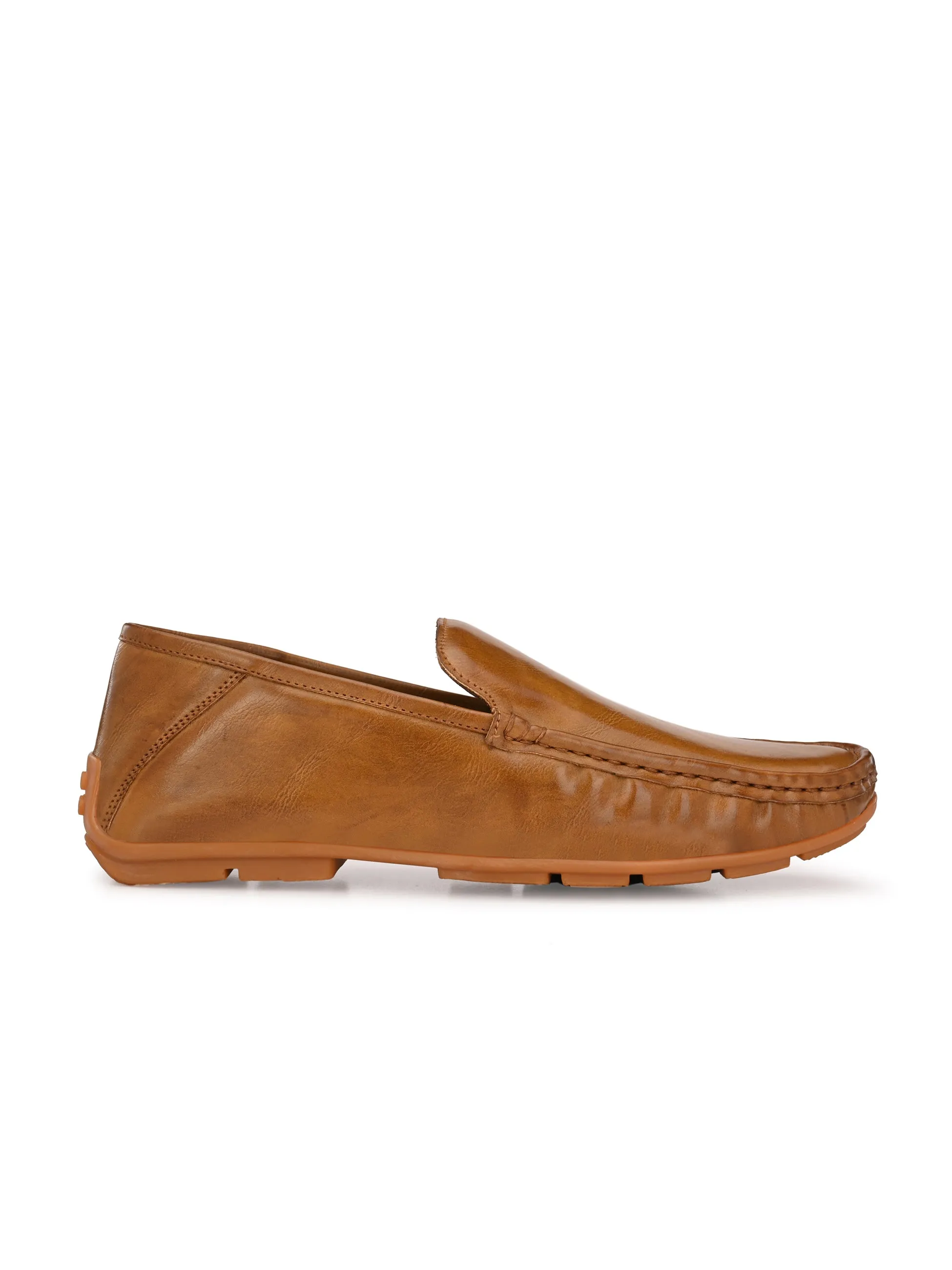 Hitz Men's Tan Synthetic Slip-On Loafer Shoes