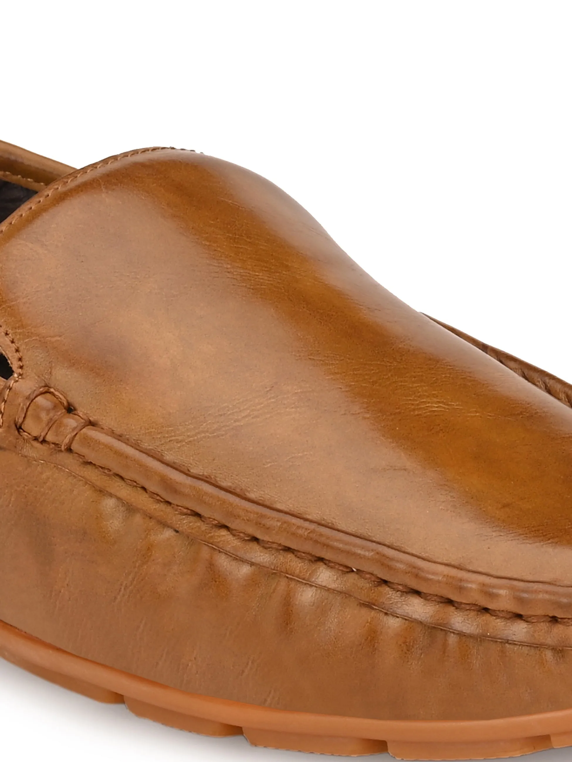 Hitz Men's Tan Synthetic Slip-On Loafer Shoes