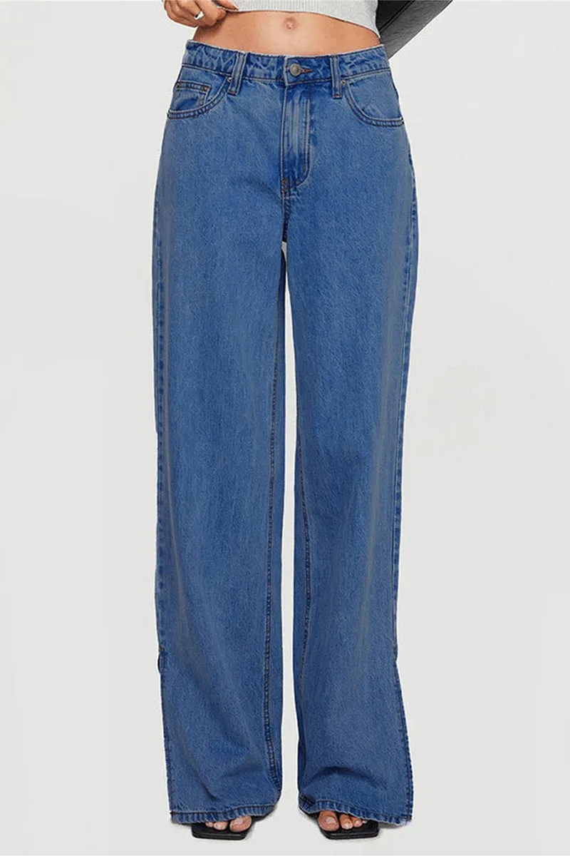 HPT1271 Side-Slit Wide-Leg Jeans Pant