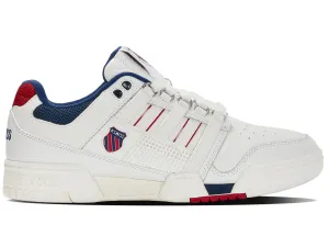 K-Swiss Men Gstaad Gold Court Shoes in Brilliant White/Blue Opal/Lollipop