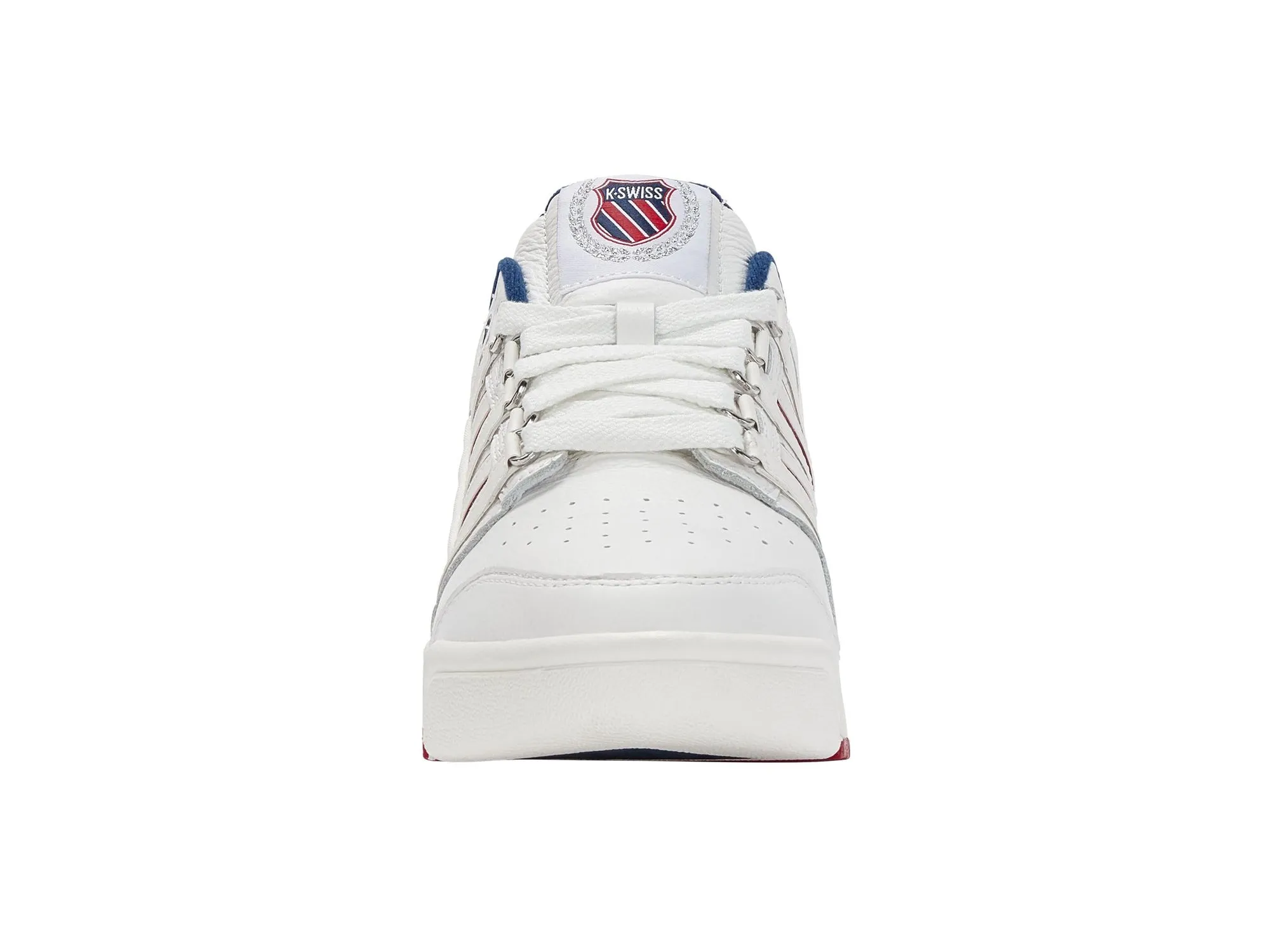 K-Swiss Men Gstaad Gold Court Shoes in Brilliant White/Blue Opal/Lollipop