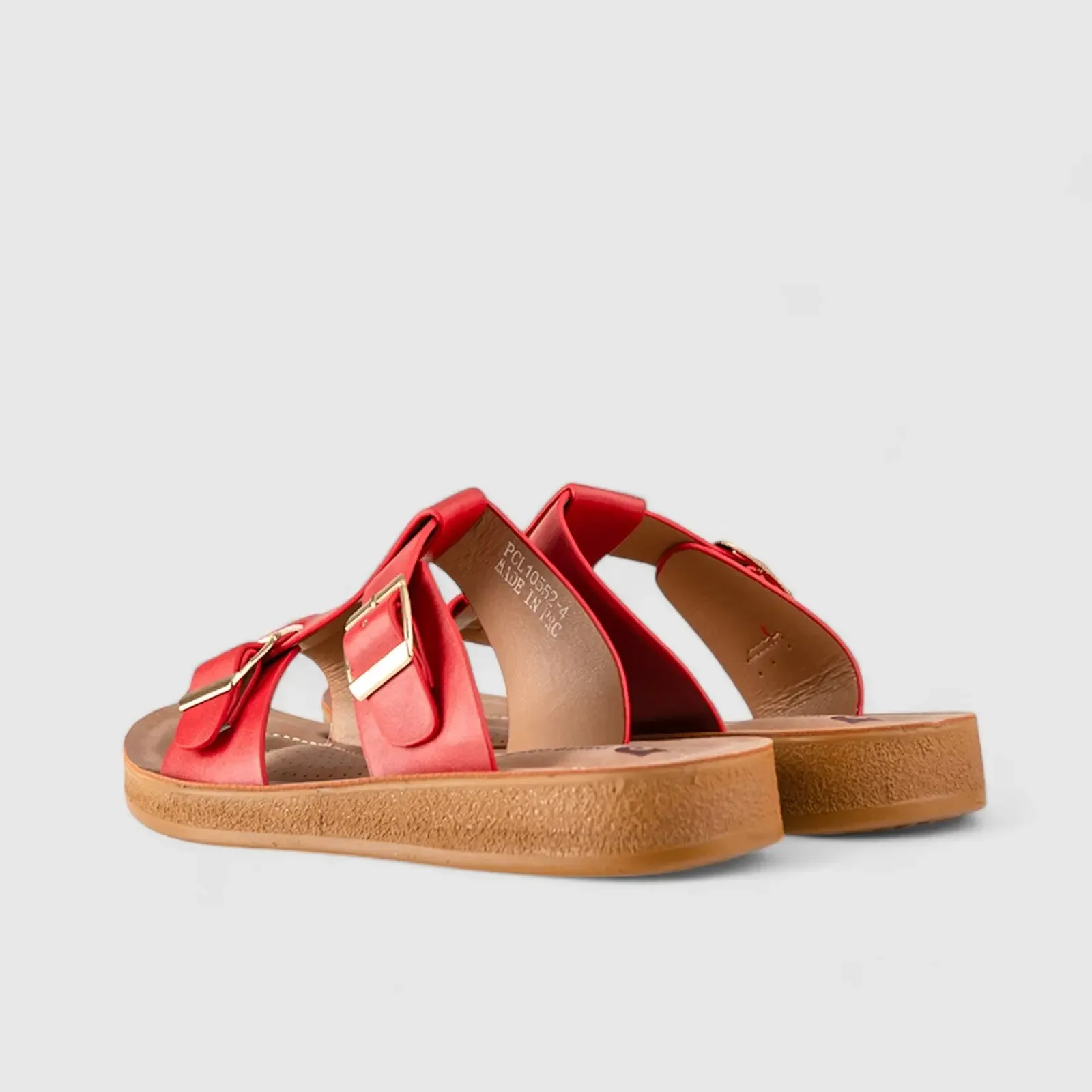 Ladies Push in Sandal Red 10552