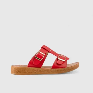 Ladies Push in Sandal Red 10552