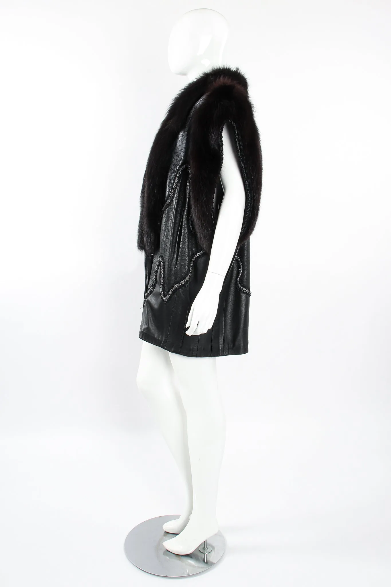 Long Leather & Fur Vest