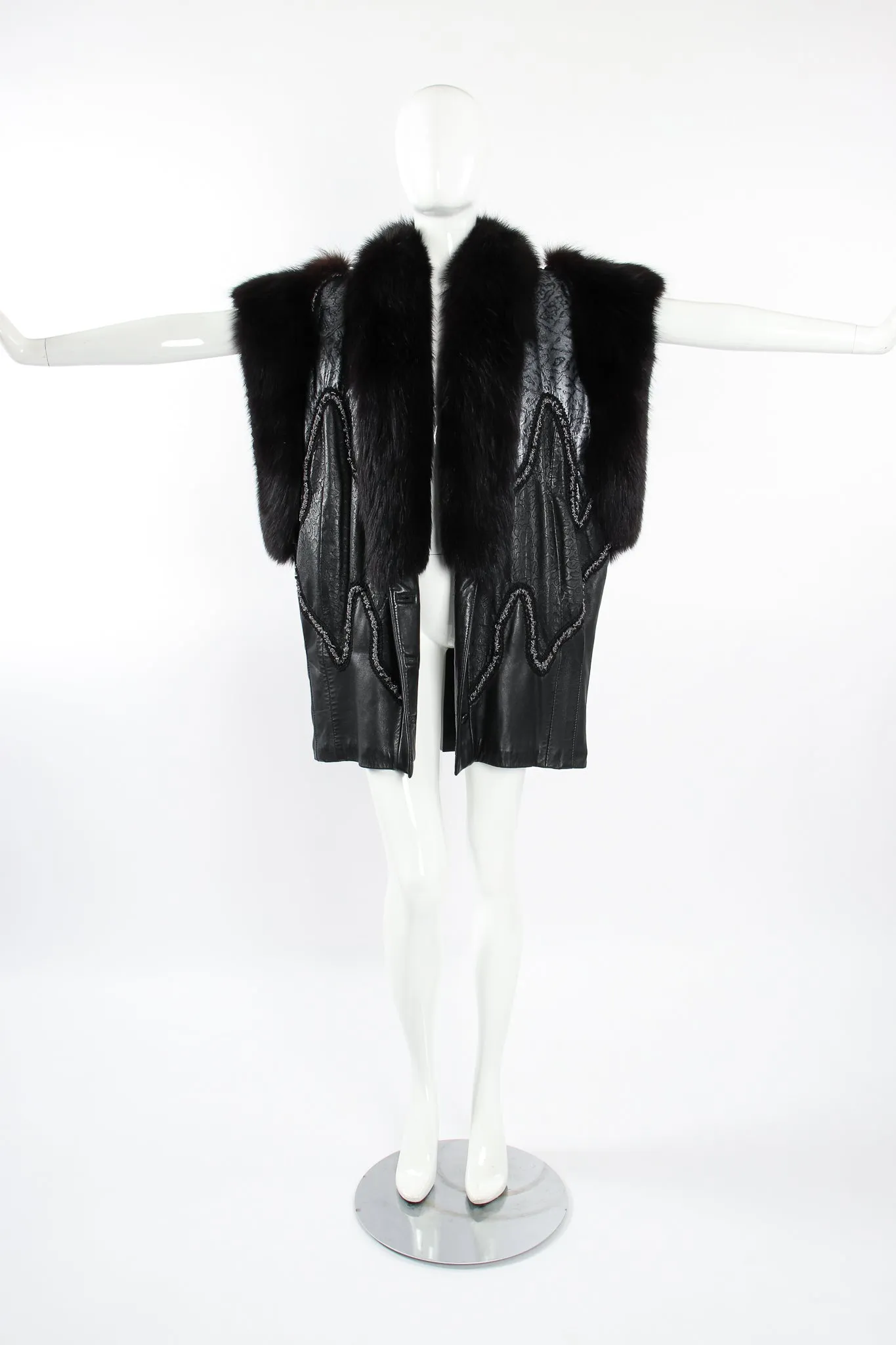 Long Leather & Fur Vest