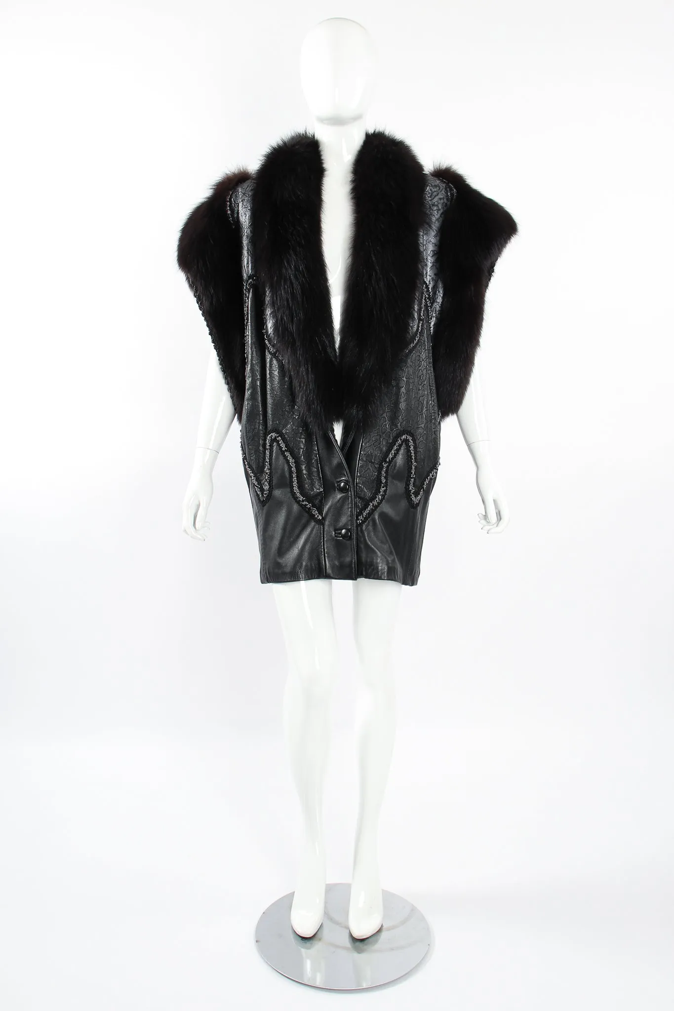 Long Leather & Fur Vest