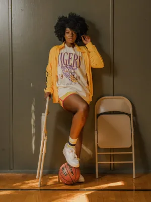 LSU Tigers Big Basketball Off White Thrifted Tee