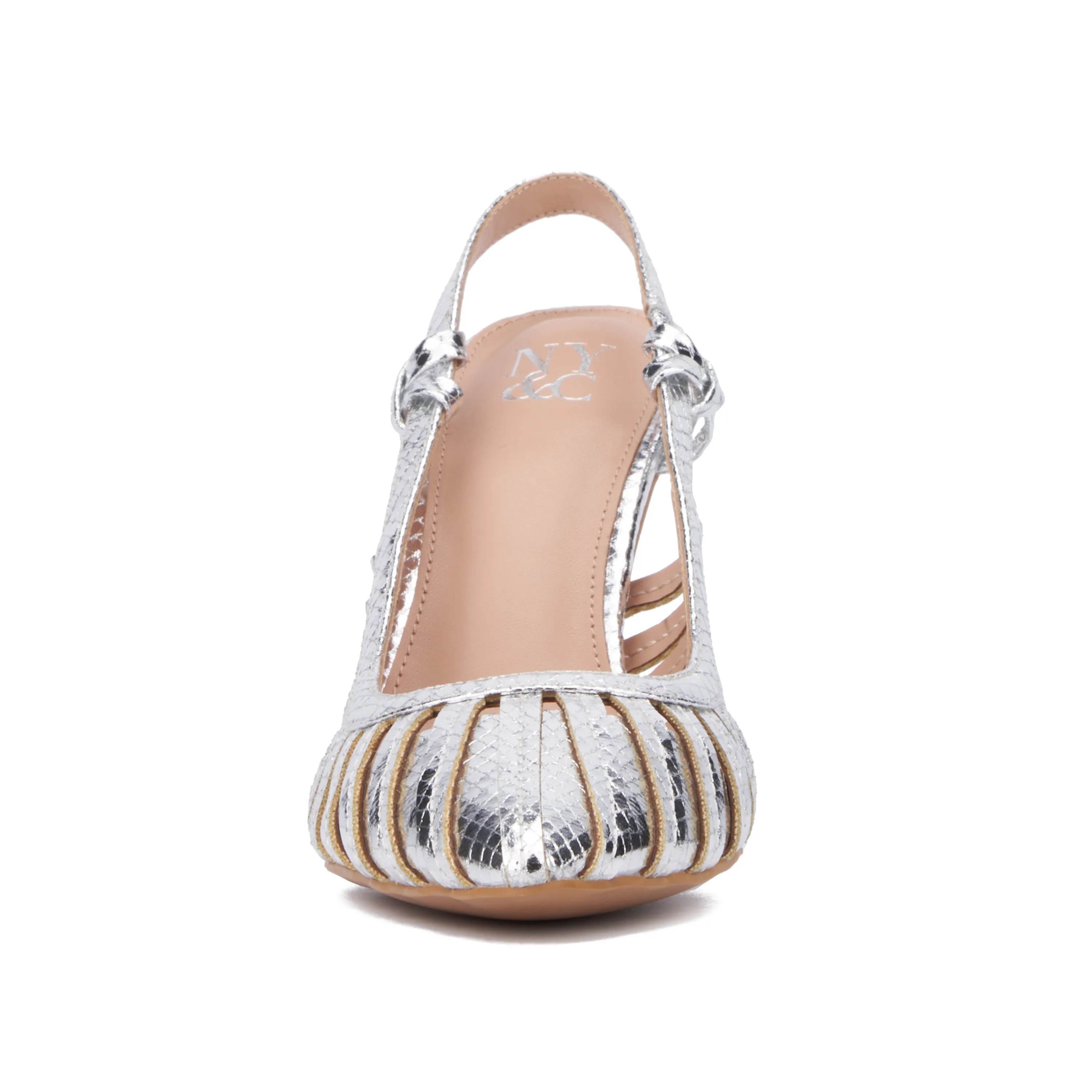 Magdalene Metallic Sling Back Heels